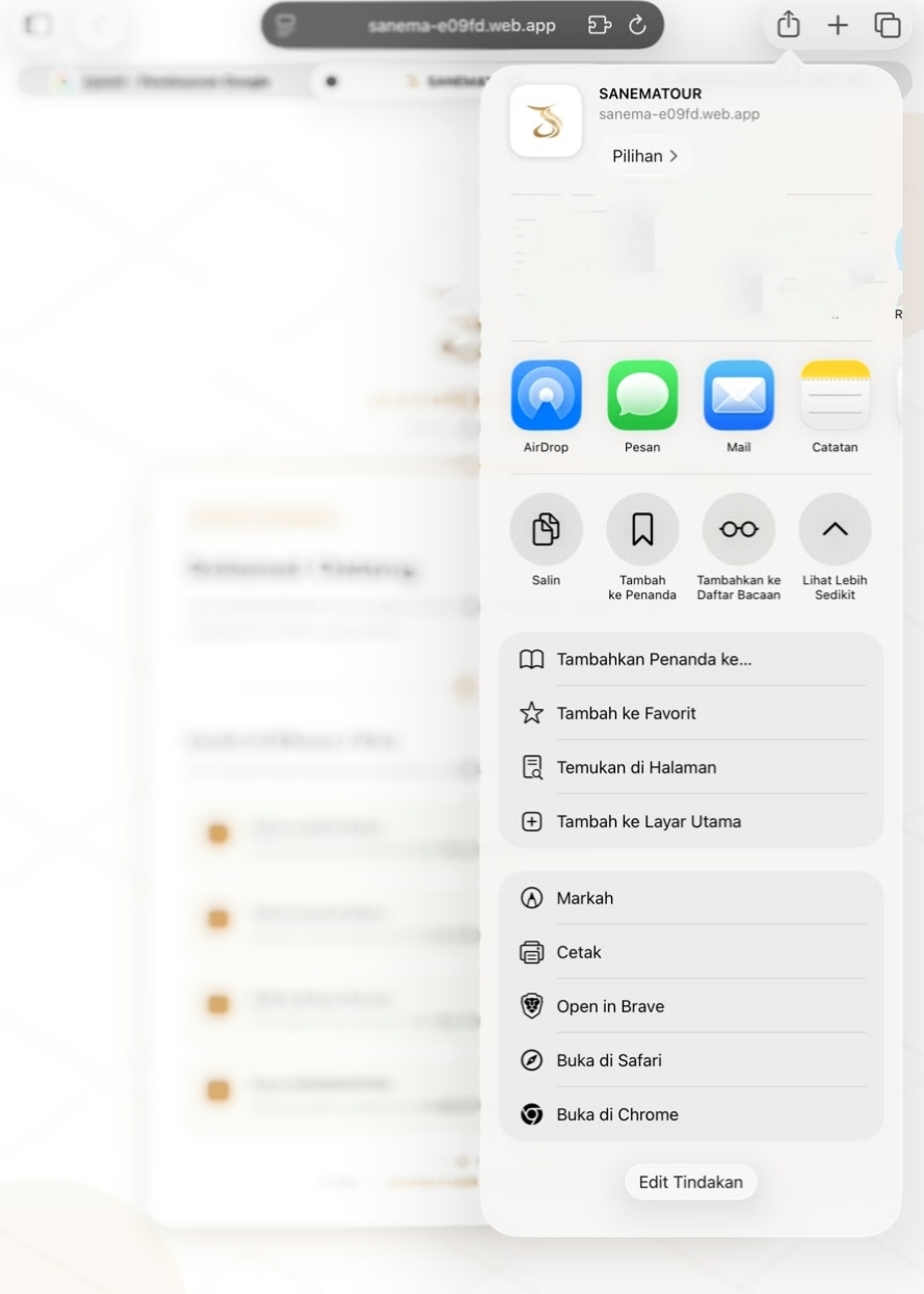 Tekan tombol Share di Safari